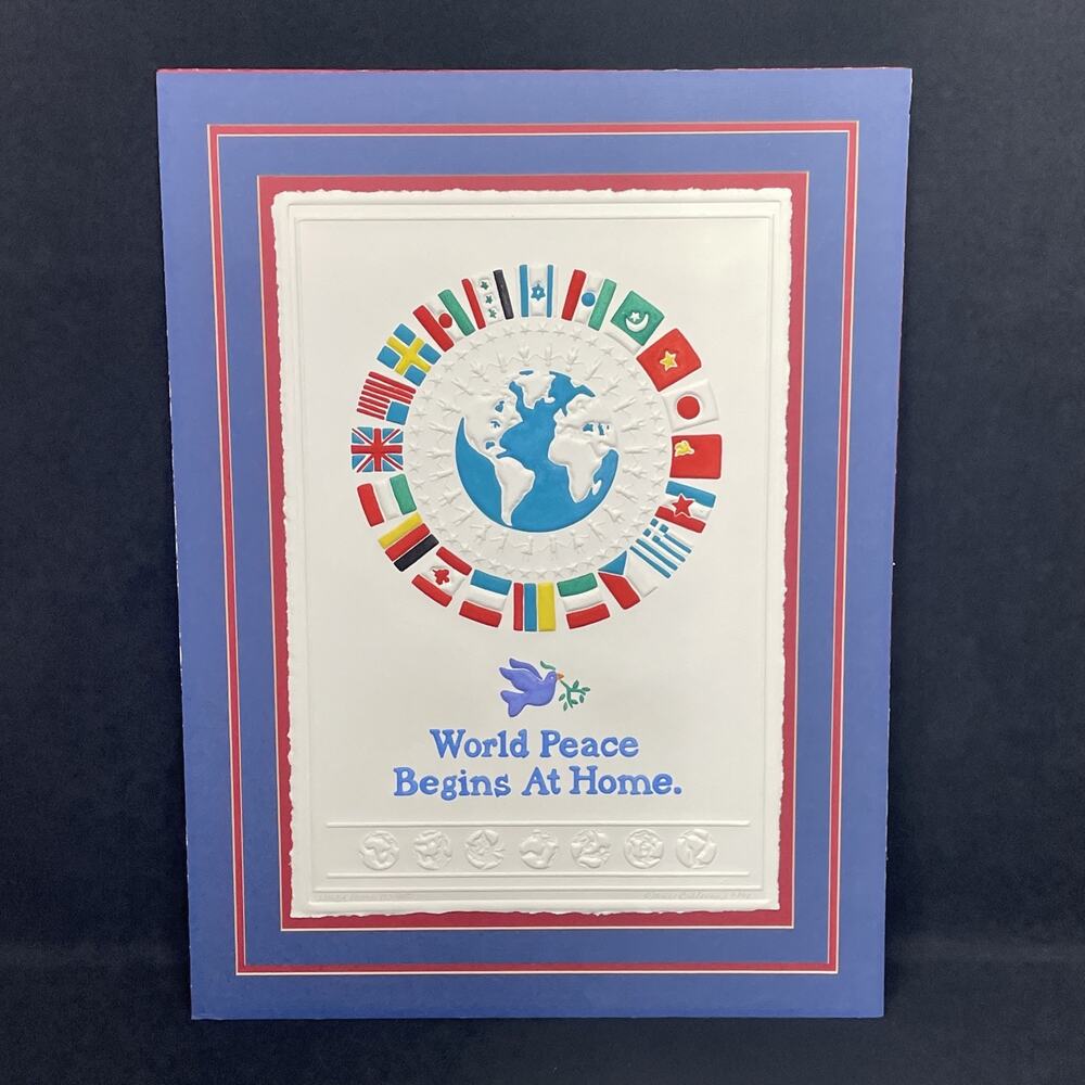 Vtg World Peace Limited Edition 177/250 by Jane Billman 2/94 Embossed Artwork